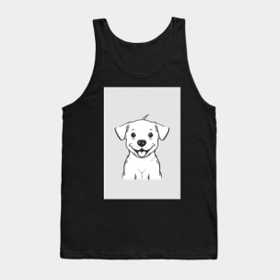 Cute Dog Black and White Drawing Illustration Tank Top